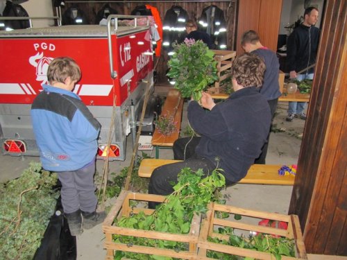 Jaz bom naredil okroglo zeleno iz bršljana in rdečega resja